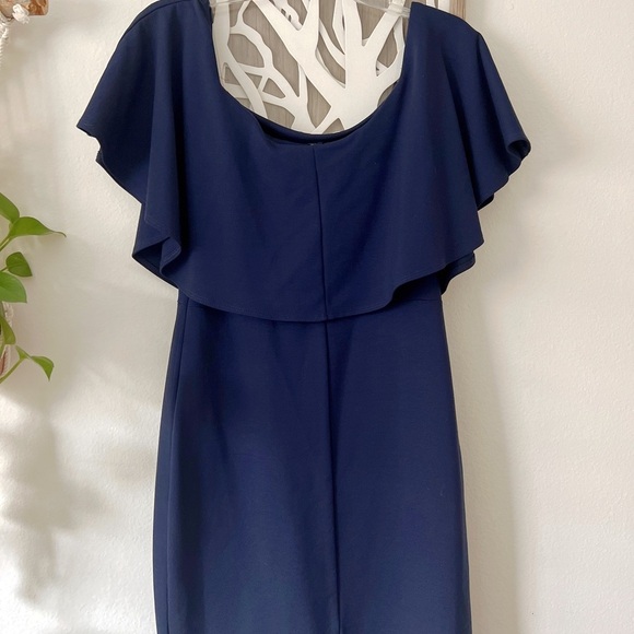 Women’s Navy Blue Off the Shoulder Dress Size XL - Picture 9 of 13